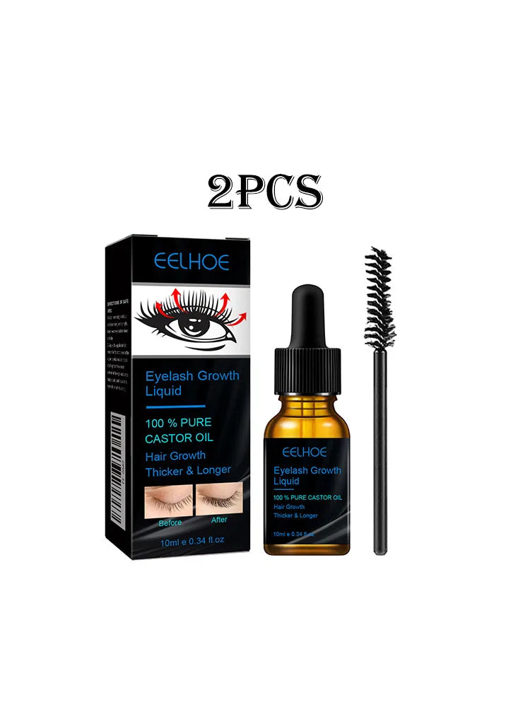 Eelhoe 10ml Castor Oil Fast Growth Eyelash Serum Eyebrow Enhancer Nourish Natural Lengthening Thickening Eye Lash Curling Serum - Health and Wellness Innovations