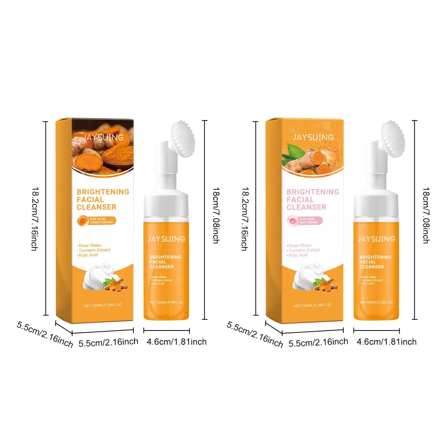 Jaysuing 100ml Kojic Acid Turmeric Cleanser Anti Acne Oil Control Blackhead Remover Shrink Pores Facial Exfoliating Cleanser - Health and Wellness Innovations