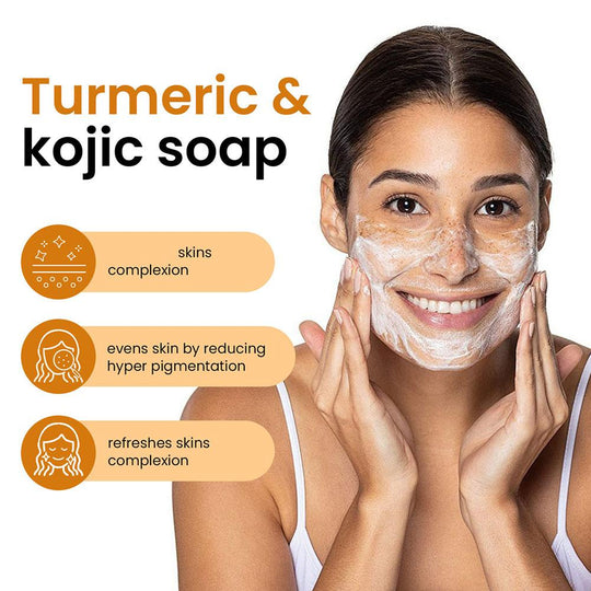 100g Turmeric Hand Made Soap, Lemon Kojic Acid Soap, Shower and Facial Soap  Deep Cleaning For Face Body Skin Care - Health and Wellness Innovations