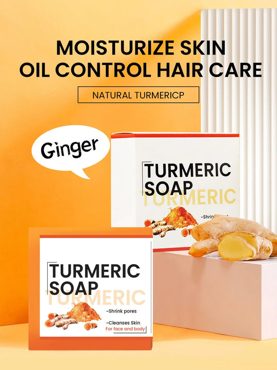 Hand Made Turmeric Soap Body Cleaning Lightening Dark Underarm Leg Body Cleansers Brightening Face Soap Tender Skin Care Beauty - Health and Wellness Innovations