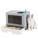 Foldable Cat Litter Box Front Entry & Top Exit Toilet Boxes with Massager Litter Scoop Enclosed Foldable Kitty Toilet - Health and Wellness Innovations