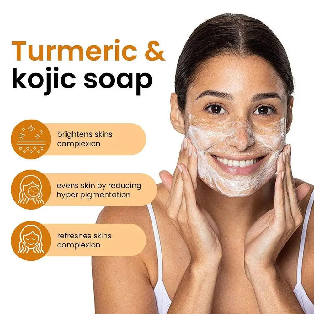 Natural Lemon Turmeric Kojic Acid Soap Skin Care for Dark Spots, Turmeric Soap for Face Wash Brighten Dark Spot Corrector - Health and Wellness Innovations