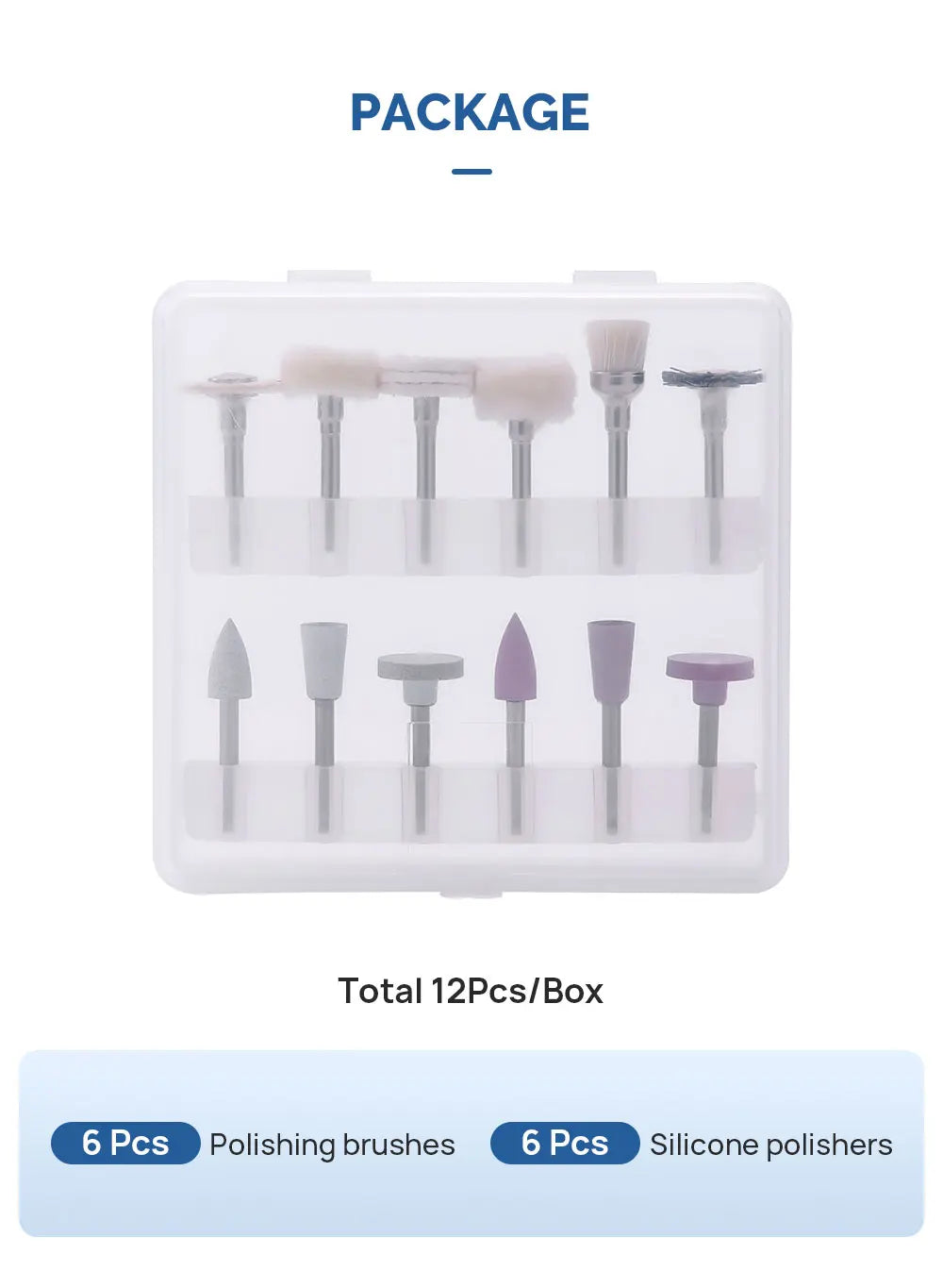 AZDENT 12Pcs/Set Dental Silicone Polishing Rubber Grinding Heads Teeth Polisher 2.35mm RA Finisher for Low Speed Handpiece - Health and Wellness Innovations