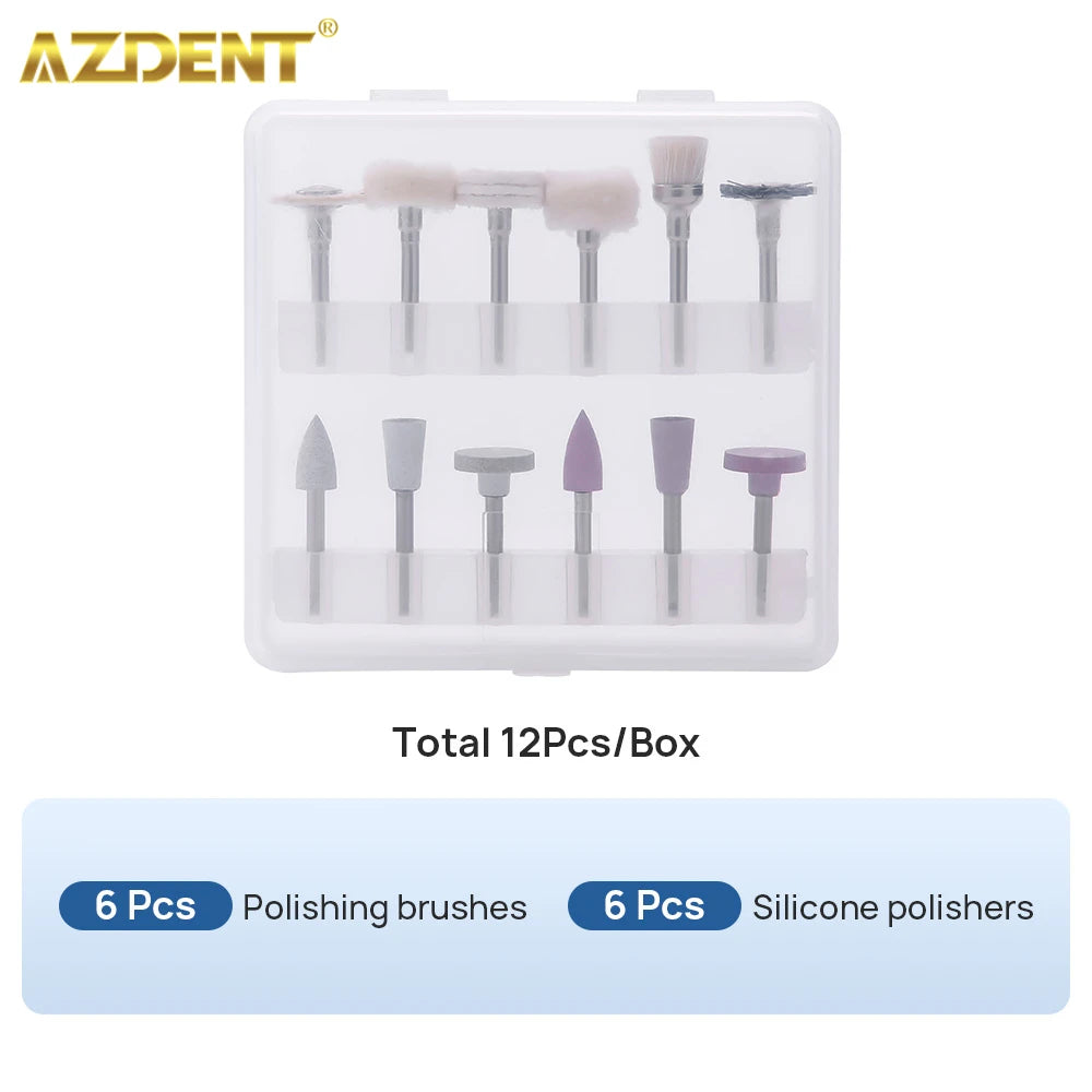 AZDENT 12PCS/Box Dental Composite Polishing Kit RA 2.35mm Polisher for Low Speed Hanpiece Porcelain Natural Teeth Nail Polishing - Health and Wellness Innovations