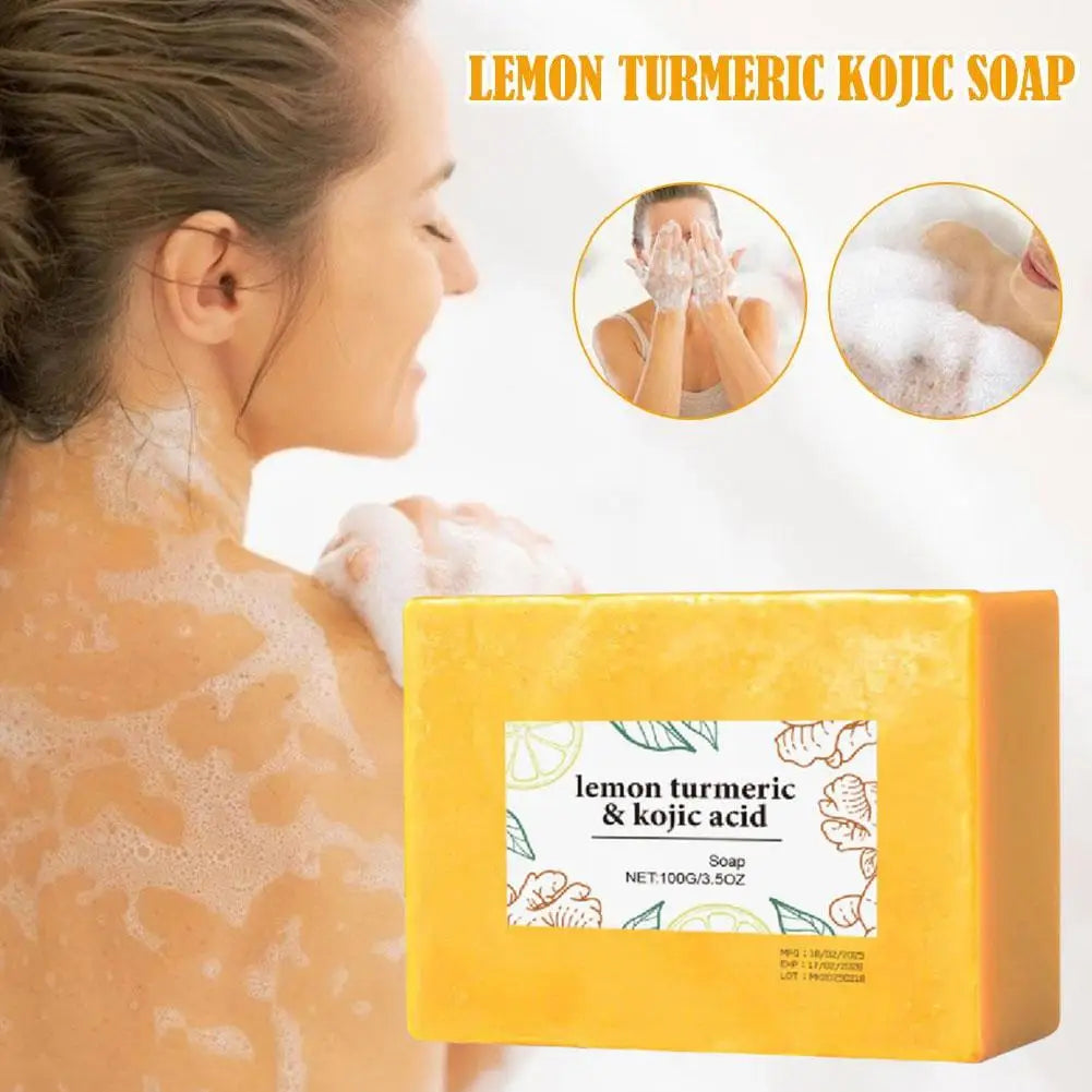 Natural Lemon Turmeric Kojic Acid Soap Skin Care for Dark Spots, Turmeric Soap for Face Wash Brighten Dark Spot Corrector - Health and Wellness Innovations