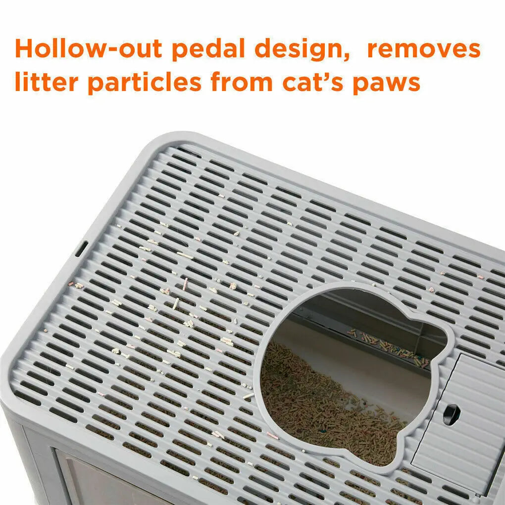 Foldable Cat Litter Box Front Entry & Top Exit Toilet Boxes with Massager Litter Scoop Enclosed Foldable Kitty Toilet - Health and Wellness Innovations