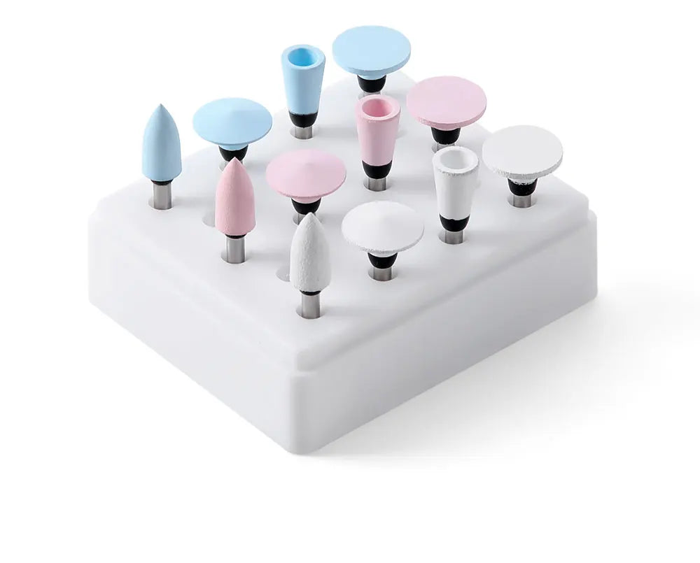AZDENT 12Pcs/Set Dental Silicone Polishing Rubber Grinding Heads Teeth Polisher 2.35mm RA Finisher for Low Speed Handpiece - Health and Wellness Innovations