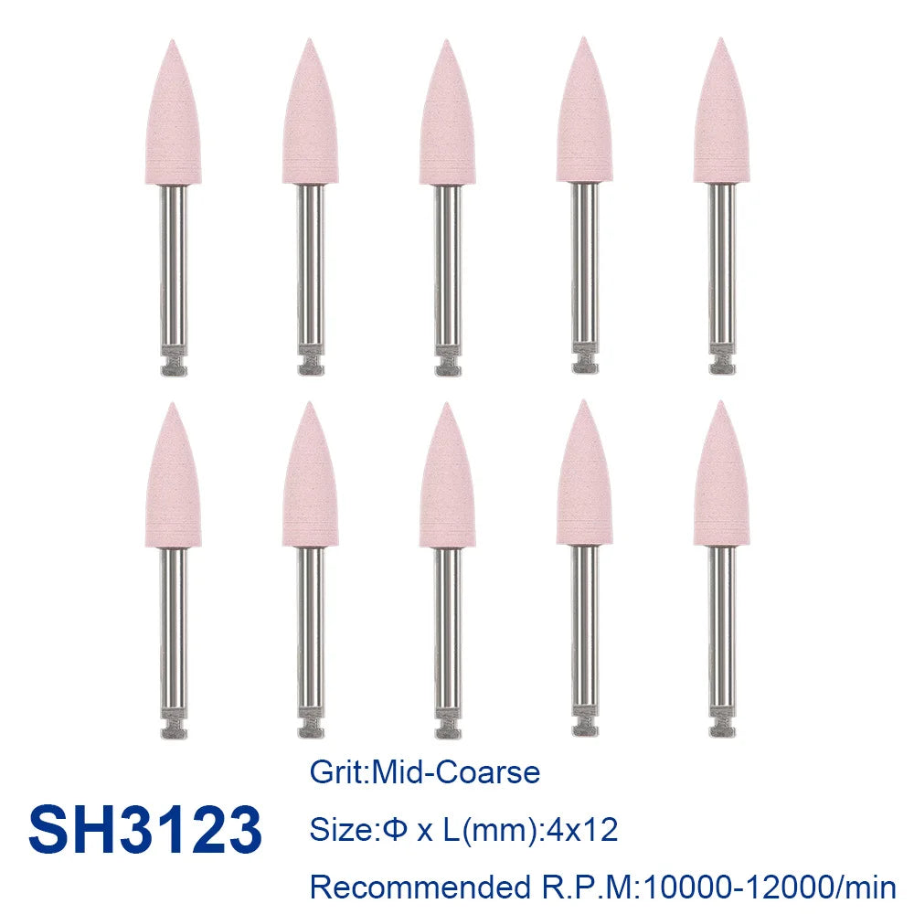 AZDENT 12pcs/10pcs/pack Dental Silicone Polishing Tip Grinding Heads Teeth Polisher RA Burs Dia. 2.35mm for Low Speed Handpiece - Health and Wellness Innovations