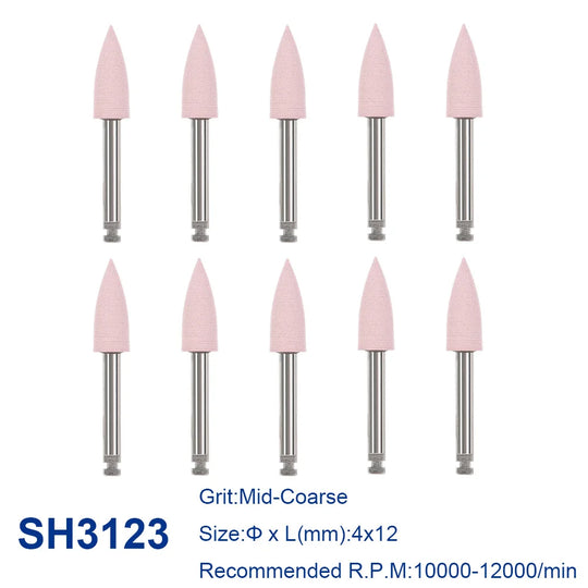 AZDENT 12pcs/10pcs/pack Dental Silicone Polishing Tip Grinding Heads Teeth Polisher RA Burs Dia. 2.35mm for Low Speed Handpiece - Health and Wellness Innovations