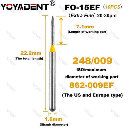 10Pcs/Pack FO Type Fine/Extra Fine/Coarse/Standard Dental Diamond Burs Dentistry Drills For High Speed Turbines Dia.1.6mm - Health and Wellness Innovations