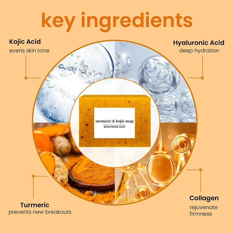 100g Turmeric Hand Made Soap Lemon Kojic Acid Soap Shower And Facial Soap Powerful Moisturizing And Cleansing Of The Skin - Health and Wellness Innovations