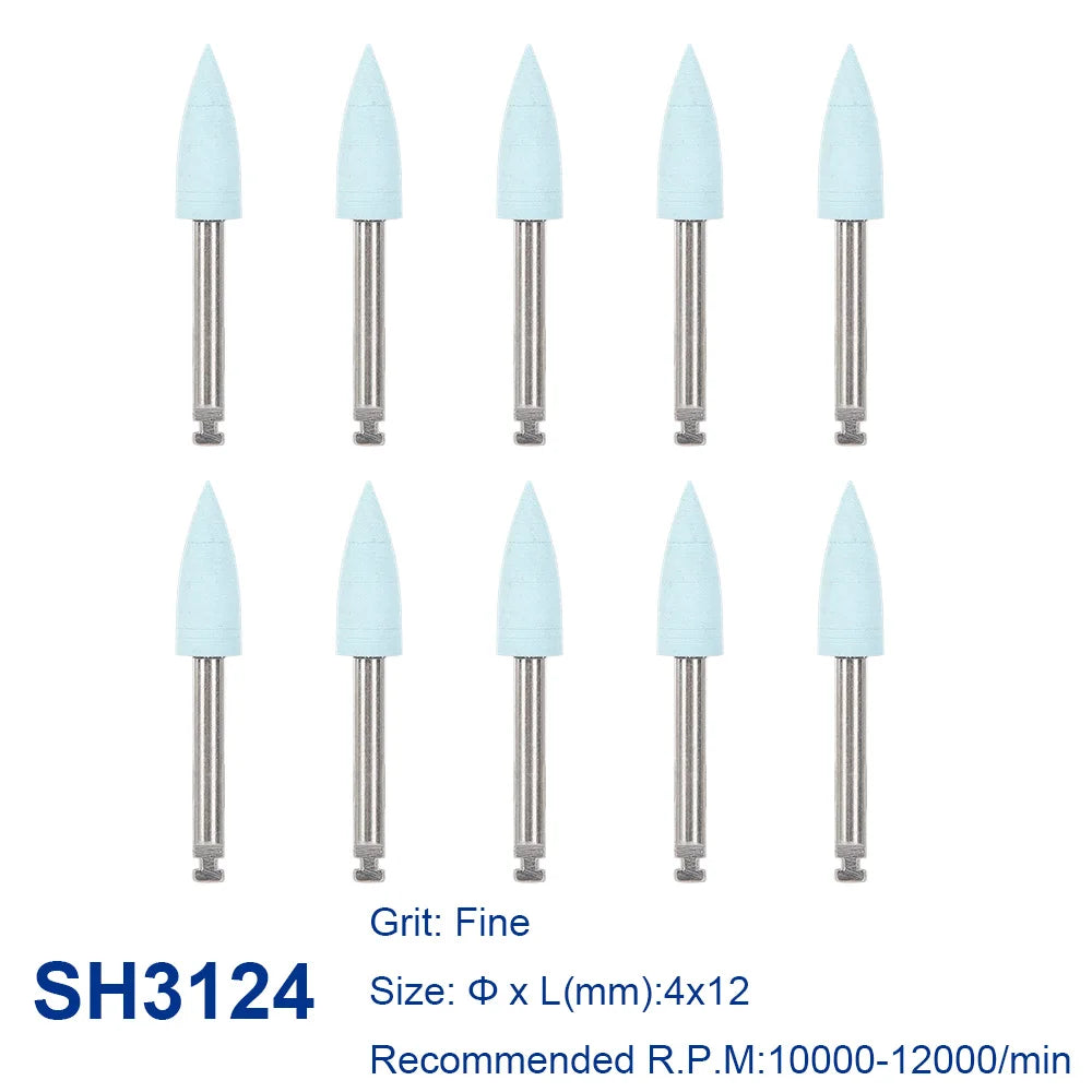 AZDENT 12pcs/10pcs/pack Dental Silicone Polishing Tip Grinding Heads Teeth Polisher RA Burs Dia. 2.35mm for Low Speed Handpiece - Health and Wellness Innovations