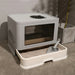 Foldable Cat Litter Box Front Entry & Top Exit Toilet Boxes with Massager Litter Scoop Enclosed Foldable Kitty Toilet - Health and Wellness Innovations