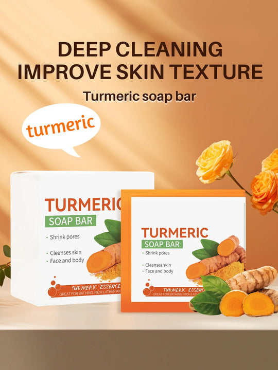 Hand Made Turmeric Soap Body Cleaning Lightening Dark Underarm Leg Body Cleansers Brightening Face Soap Tender Skin Care Beauty - Health and Wellness Innovations