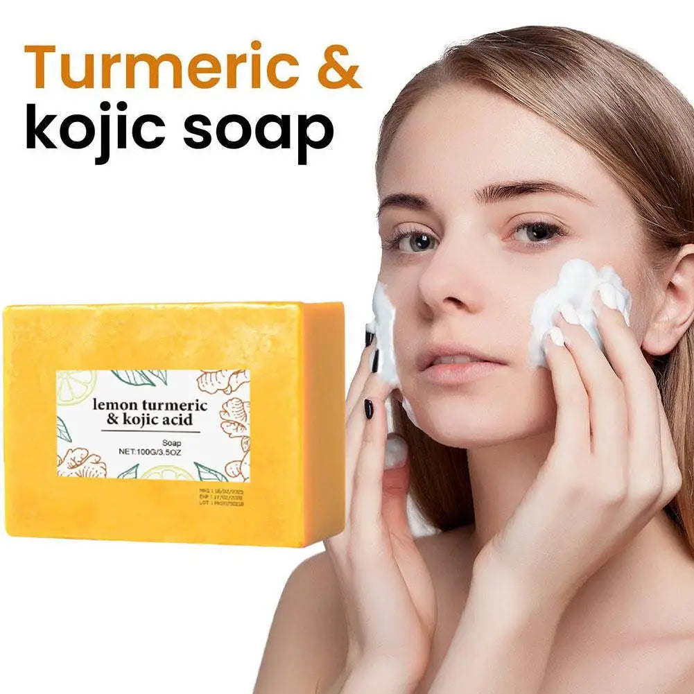 Natural Lemon Turmeric Kojic Acid Soap Skin Care for Dark Spots, Turmeric Soap for Face Wash Brighten Dark Spot Corrector - Health and Wellness Innovations