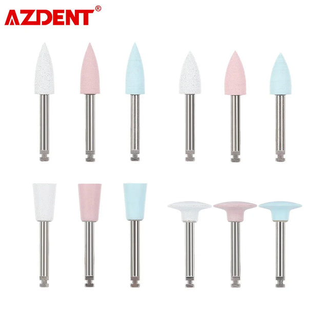 AZDENT 12pcs/10pcs/pack Dental Silicone Polishing Tip Grinding Heads Teeth Polisher RA Burs Dia. 2.35mm for Low Speed Handpiece - Health and Wellness Innovations