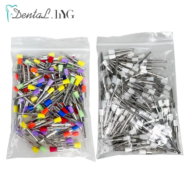 100pcs Dental Prophy Brushes Polishing Polisher Disposable Latch type Mixed color Plat Used for stain removal and polish - Health and Wellness Innovations