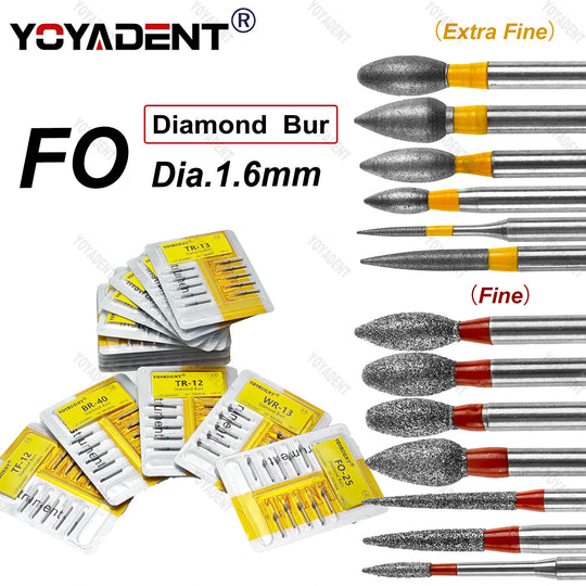 10Pcs/Pack FO Type Fine/Extra Fine/Coarse/Standard Dental Diamond Burs Dentistry Drills For High Speed Turbines Dia.1.6mm - Health and Wellness Innovations