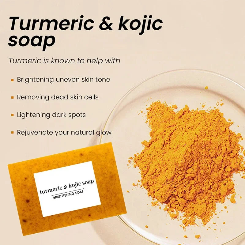 100g Turmeric Hand Made Soap Lemon Kojic Acid Soap Shower And Facial Soap Powerful Moisturizing And Cleansing Of The Skin - Health and Wellness Innovations