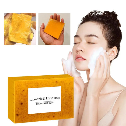 100g Turmeric Hand Made Soap, Lemon Kojic Acid Soap, Shower and Facial Soap  Deep Cleaning For Face Body Skin Care - Health and Wellness Innovations