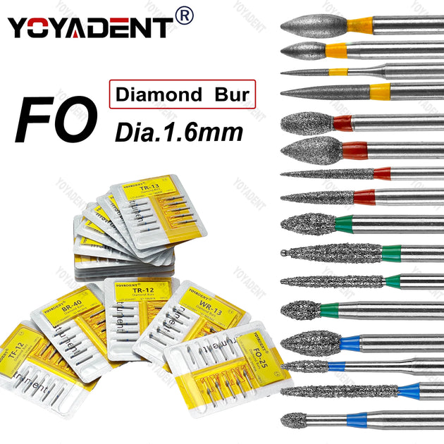 10Pcs/Pack FO Type Fine/Extra Fine/Coarse/Standard Dental Diamond Burs Dentistry Drills For High Speed Turbines Dia.1.6mm - Health and Wellness Innovations