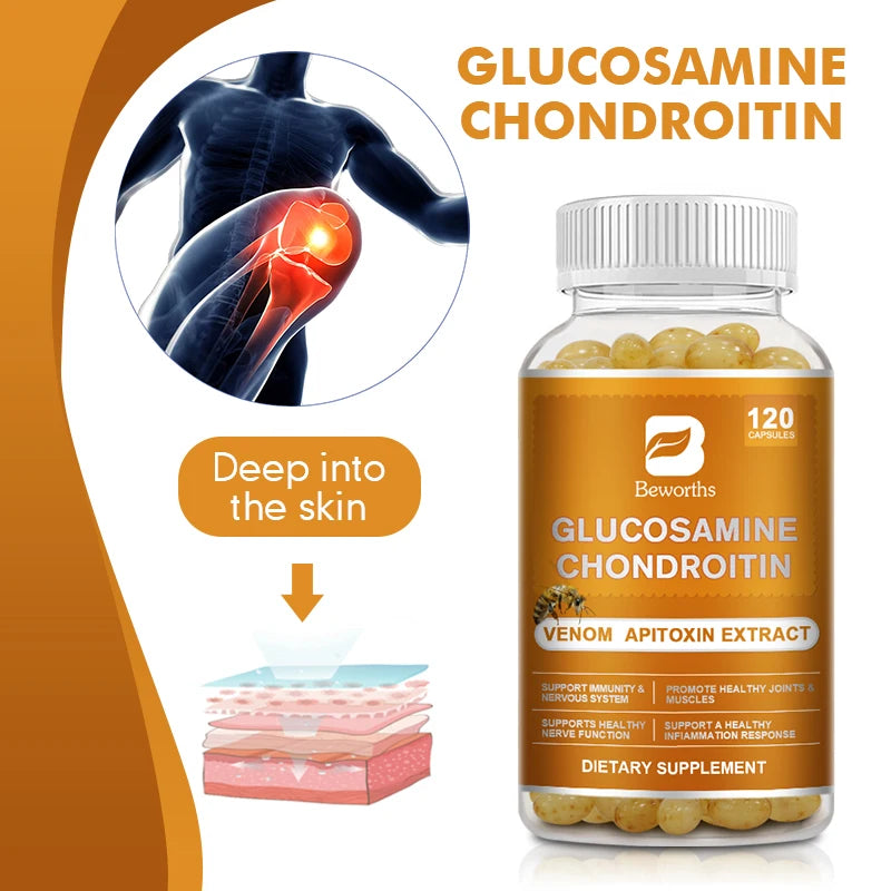 BEWORTHS Glucosamine Chondroitin Bee Venom Extract Capsules for Relieve Joint & Knee Pain Relieve Discomfort of Bones and Joint - Health and Wellness Innovations