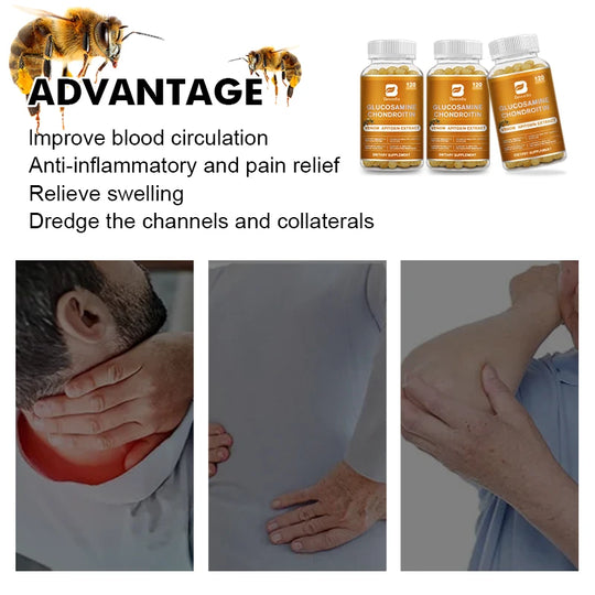 BEWORTHS Glucosamine Chondroitin Bee Venom Extract Capsules for Relieve Joint & Knee Pain Relieve Discomfort of Bones and Joint - Health and Wellness Innovations