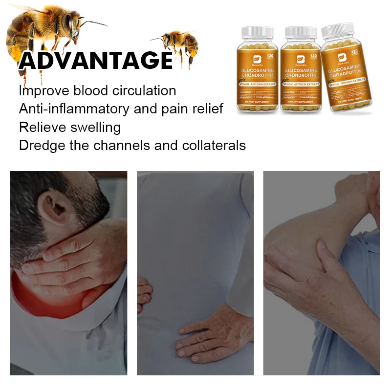 BEWORTHS Glucosamine Chondroitin Bee Venom Extract Capsules for Relieve Joint & Knee Pain Relieve Discomfort of Bones and Joint - Health and Wellness Innovations