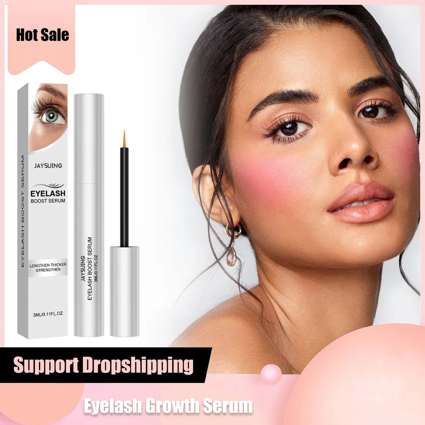 Eyelash Growth Serum Natural Curl Lengthening Lashes Lifting Liquid Volume Longer Thicker Fuller Nourishing Eyelashes Enhancer - Health and Wellness Innovations