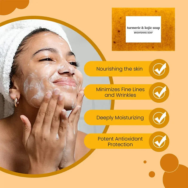 100g Turmeric Hand Made Soap Lemon Kojic Acid Soap Shower And Facial Soap Powerful Moisturizing And Cleansing Of The Skin - Health and Wellness Innovations