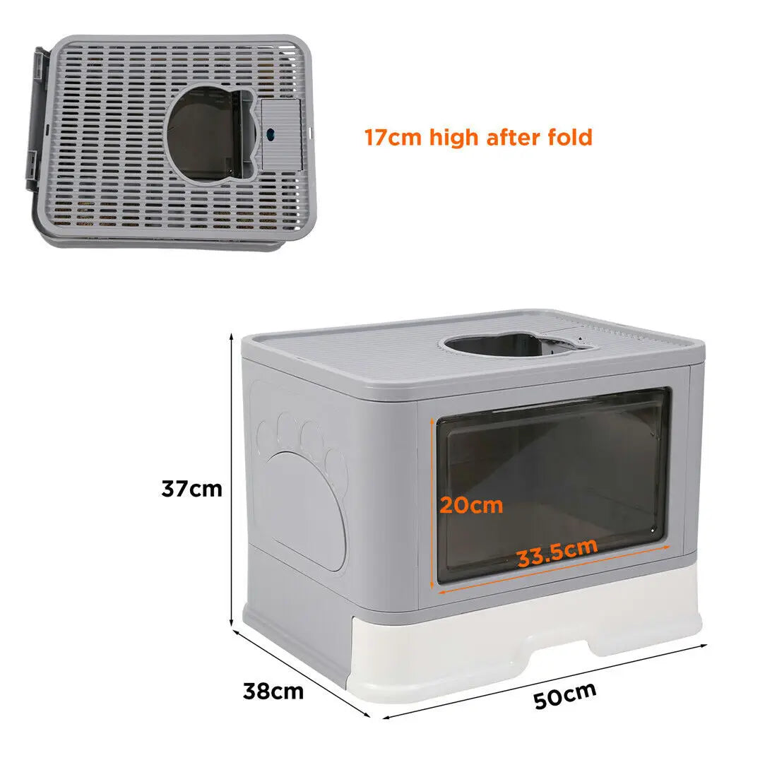 Foldable Cat Litter Box Front Entry & Top Exit Toilet Boxes with Massager Litter Scoop Enclosed Foldable Kitty Toilet - Health and Wellness Innovations