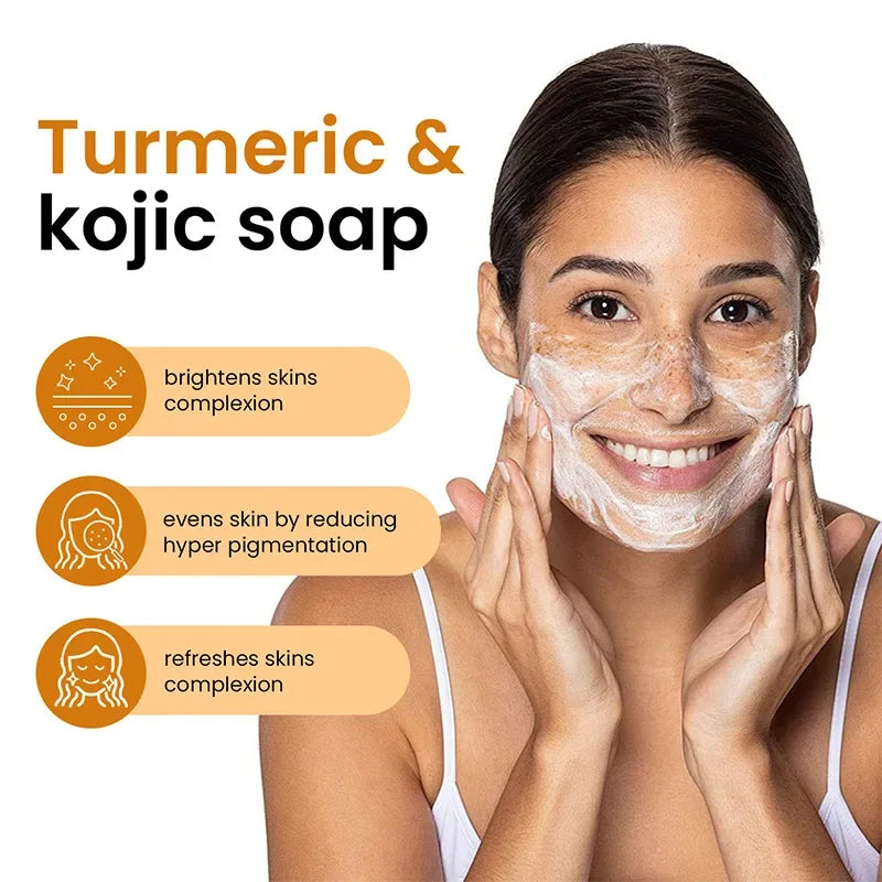 100g Turmeric Hand Made Soap Lemon Kojic Acid Soap Shower And Facial Soap Powerful Moisturizing And Cleansing Of The Skin - Health and Wellness Innovations