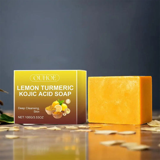 100g Lemon Turmeric Kojic Acid Soap Natural Brightening Improves Dull Skin Gentle Clean Oil Control Face Skin Care Soap - Health and Wellness Innovations