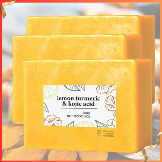 Natural Lemon Turmeric Kojic Acid Soap Skin Care for Dark Spots, Turmeric Soap for Face Wash Brighten Dark Spot Corrector - Health and Wellness Innovations