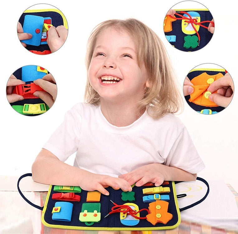 New Busy Book Children's Busy Board Dressing And Buttoning Learning Baby Early Education Preschool Sensory Learning Toy - Health and Wellness Innovations