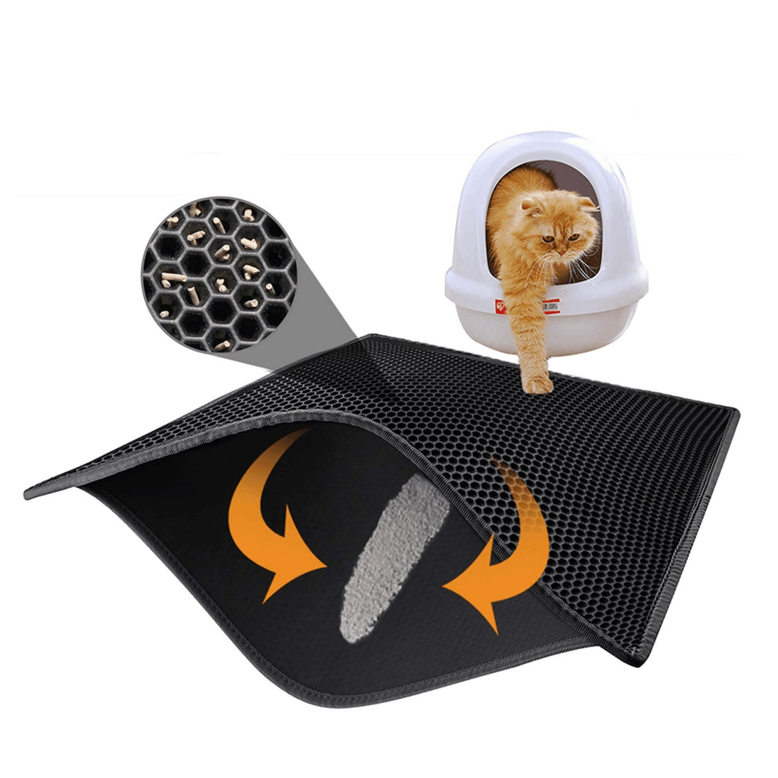 Kitty Cat Litter Mat Trapping Honeycomb Double Layer Design Waterproof Double Layer EVA Cat Litter Pad Waterproof Non-slip Sand Basin Filter Kitten Dog Washable Mattress - Health and Wellness Innovations