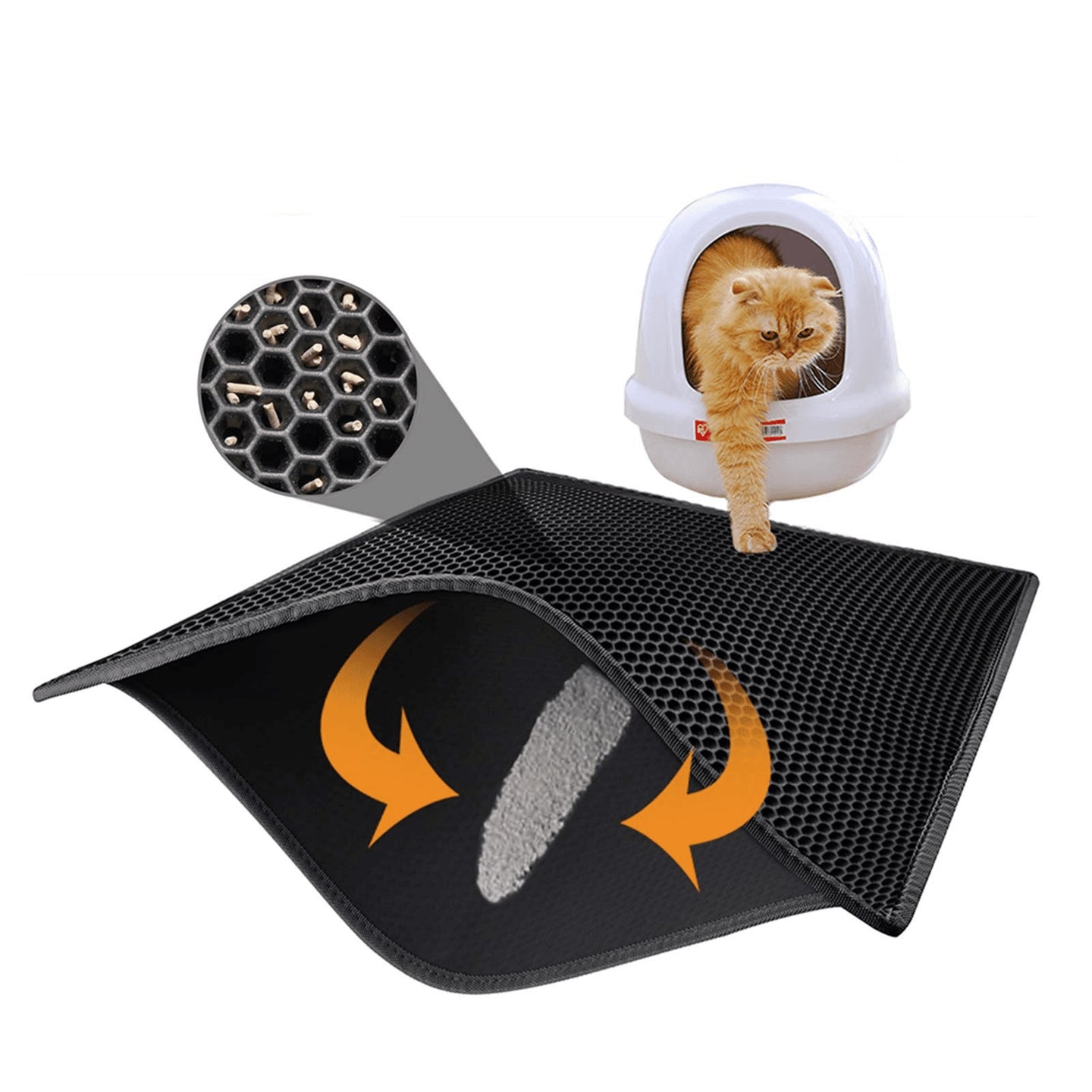 Kitty Cat Litter Mat Trapping Honeycomb Double Layer Design Waterproof Double Layer EVA Cat Litter Pad Waterproof Non-slip Sand Basin Filter Kitten Dog Washable Mattress - Health and Wellness Innovations
