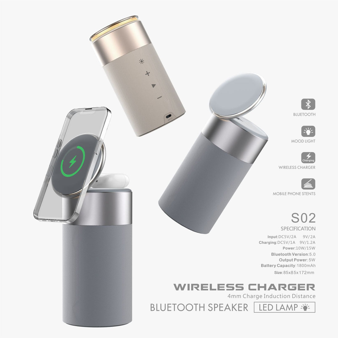 3 In 1 Multi-Function IPhone And AirPods Wireless Charger Portable Bluetooth Speaker With Touch Lamp For Home And Office - Health and Wellness Innovations