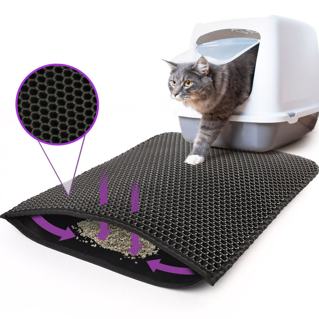 Kitty Cat Litter Mat Trapping Honeycomb Double Layer Design Waterproof Double Layer EVA Cat Litter Pad Waterproof Non-slip Sand Basin Filter Kitten Dog Washable Mattress - Health and Wellness Innovations