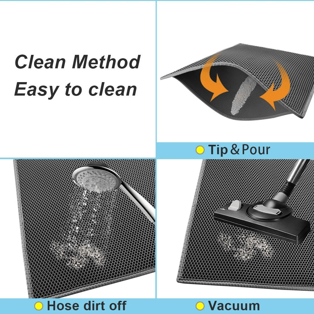 Kitty Cat Litter Mat Trapping Honeycomb Double Layer Design Waterproof Double Layer EVA Cat Litter Pad Waterproof Non-slip Sand Basin Filter Kitten Dog Washable Mattress - Health and Wellness Innovations
