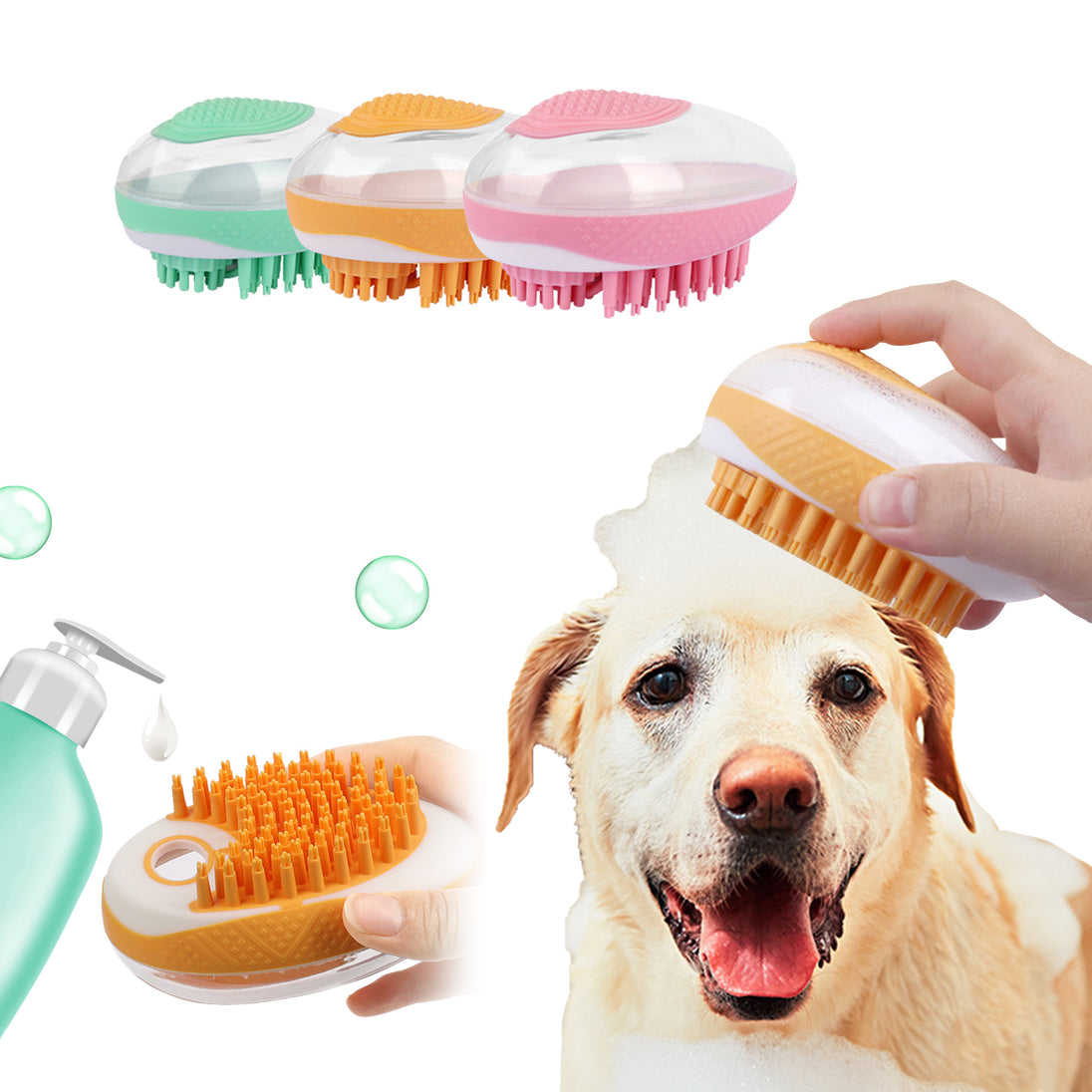Dog Cat Bath Brush 2-in-1 Pet SPA Massage Comb Soft Silicone Pets Shower Hair Grooming Cmob Dog Cleaning Tool Pet Products - Health and Wellness Innovations