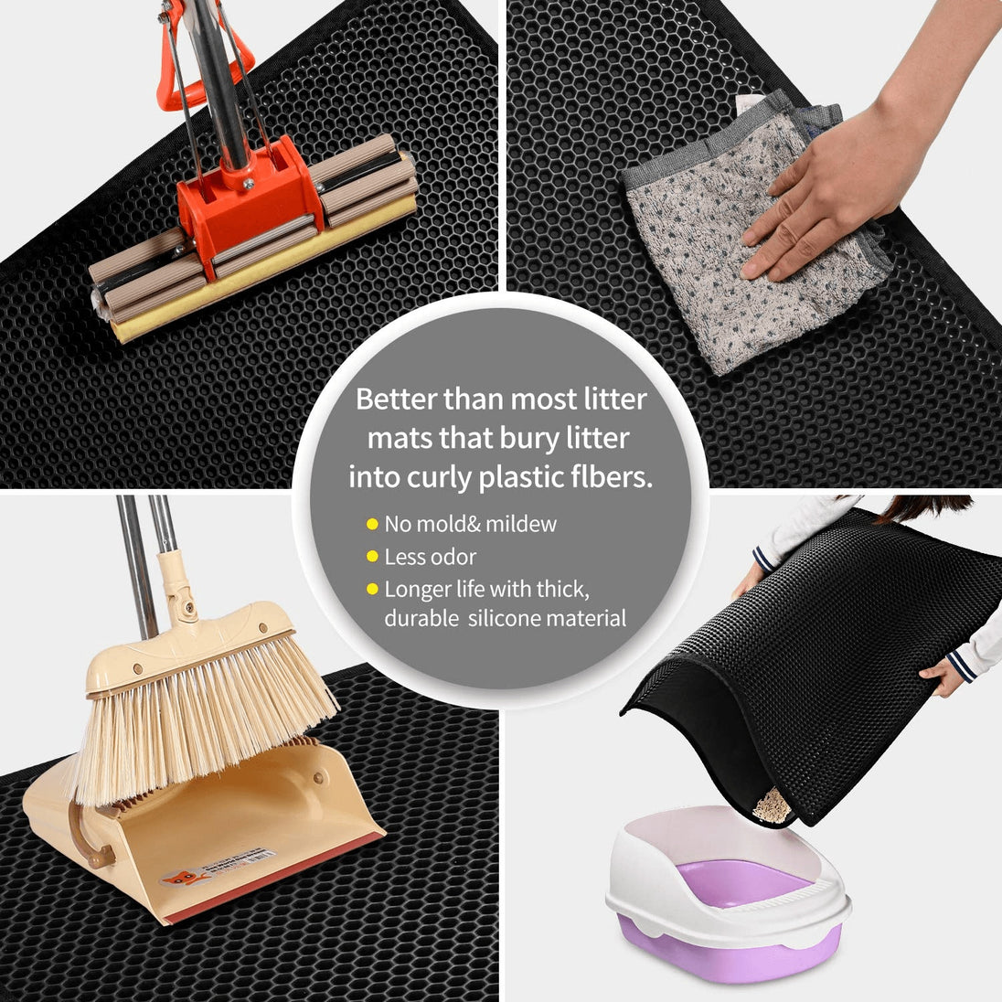 Kitty Cat Litter Mat Trapping Honeycomb Double Layer Design Waterproof Double Layer EVA Cat Litter Pad Waterproof Non-slip Sand Basin Filter Kitten Dog Washable Mattress - Health and Wellness Innovations