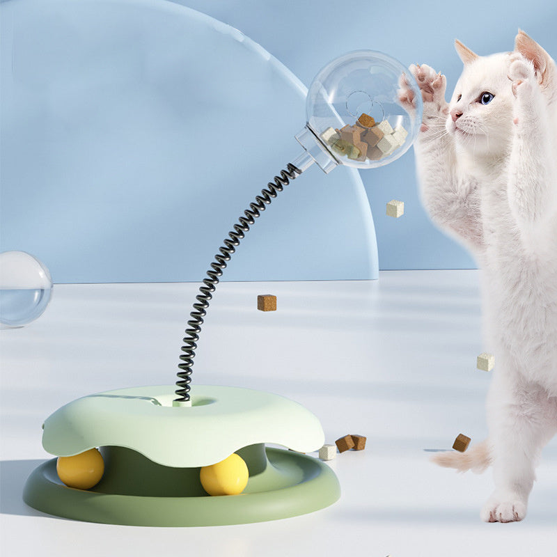 Cat Leakage Food 2 In 1 Toys Turntable Ball Toys Kitten Funny Cat Training Spring Ball Cat Supplies Pet Products - Health and Wellness Innovations