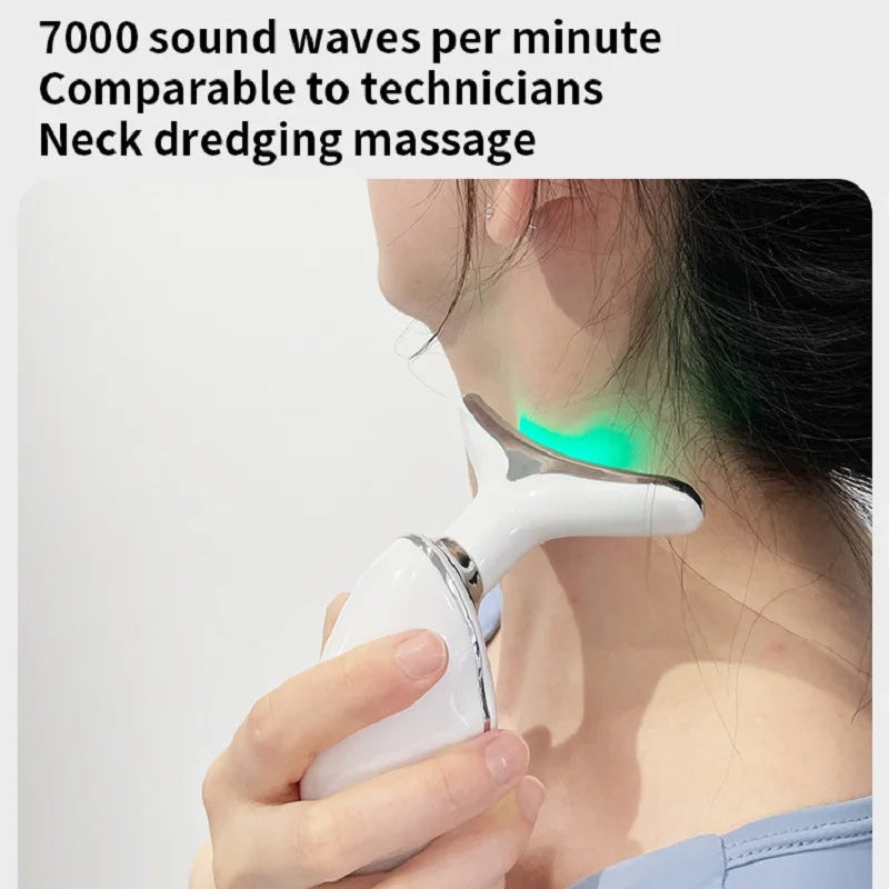 Neck Face Beauty Device Colorful LED Photon Therapy Skin Tighten Reduce Double Chin Anti Wrinkle Remove Lifting Massager - Health and Wellness Innovations