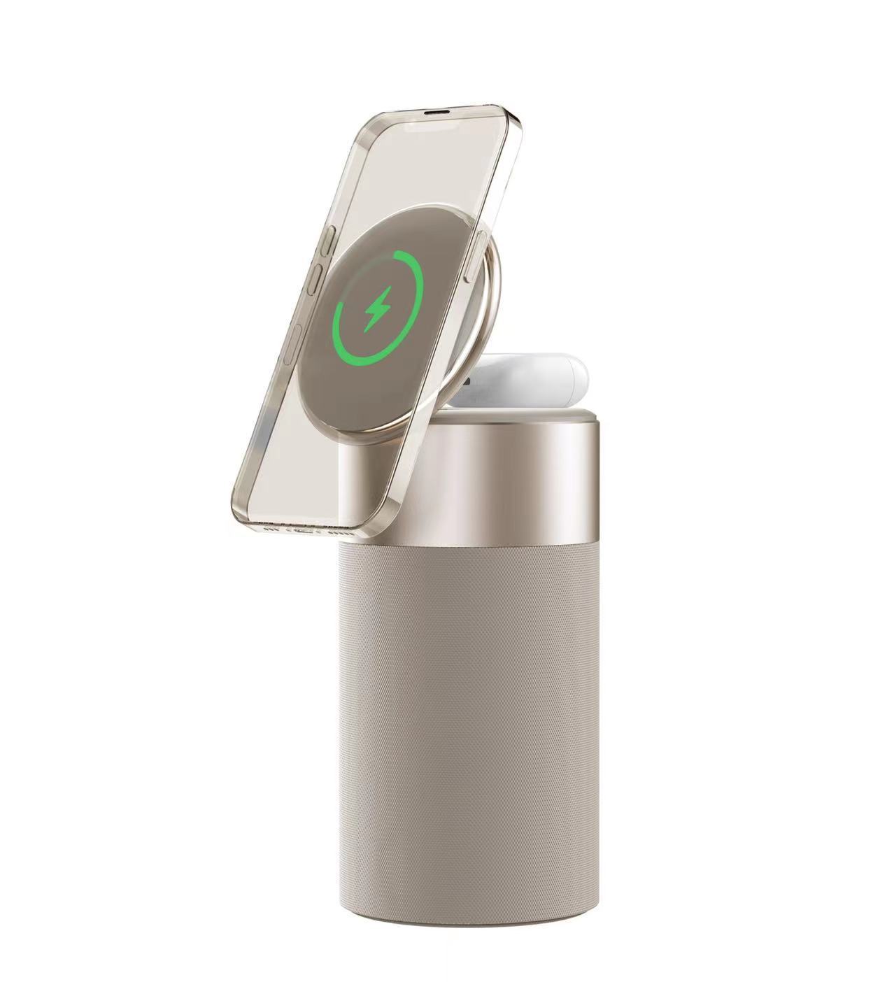 3 In 1 Multi-Function IPhone And AirPods Wireless Charger Portable Bluetooth Speaker With Touch Lamp For Home And Office - Health and Wellness Innovations