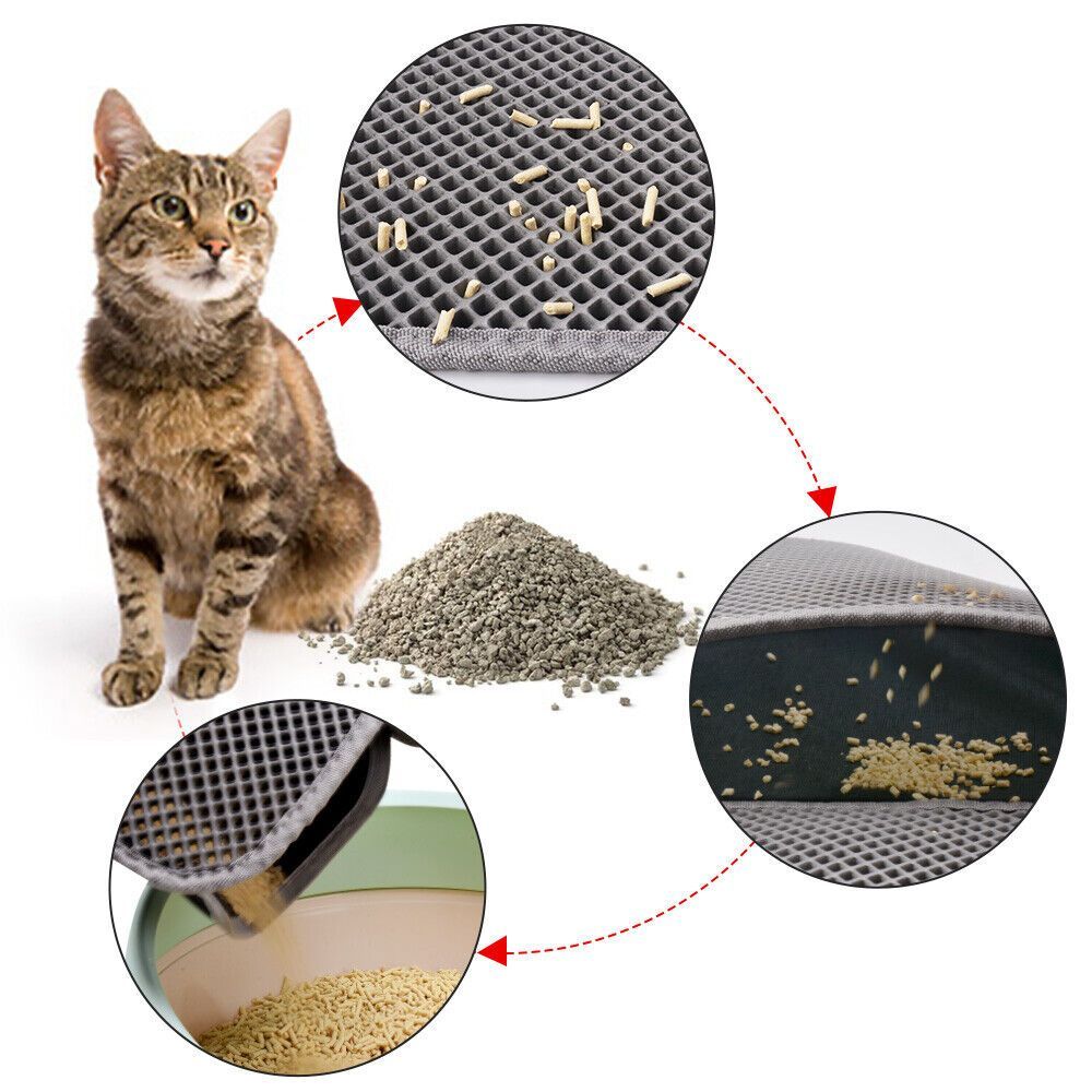 Kitty Cat Litter Mat Trapping Honeycomb Double Layer Design Waterproof Double Layer EVA Cat Litter Pad Waterproof Non-slip Sand Basin Filter Kitten Dog Washable Mattress - Health and Wellness Innovations