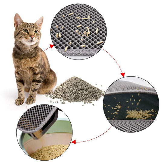 Kitty Cat Litter Mat Trapping Honeycomb Double Layer Design Waterproof Double Layer EVA Cat Litter Pad Waterproof Non-slip Sand Basin Filter Kitten Dog Washable Mattress - Health and Wellness Innovations
