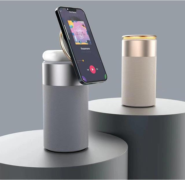 3 In 1 Multi-Function IPhone And AirPods Wireless Charger Portable Bluetooth Speaker With Touch Lamp For Home And Office - Health and Wellness Innovations